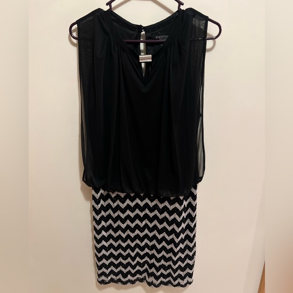 NWT Woman’s Size 12 Perceptions New York Dress Black And Silver Color - Picture 1 of 4